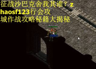 征战沙巴克舍我其谁？zhaosf123行会攻城作战攻略秘籍大揭秘