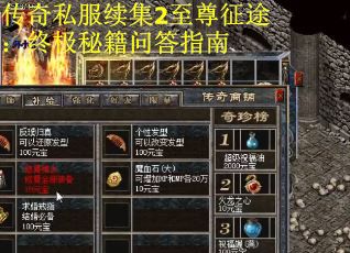 传奇私服续集2至尊征途：终极秘籍问答指南