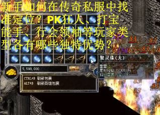新手如何在传奇私服中找准定位？PK狂人、打宝能手、行会领袖等玩家类型各有哪些独特优势？